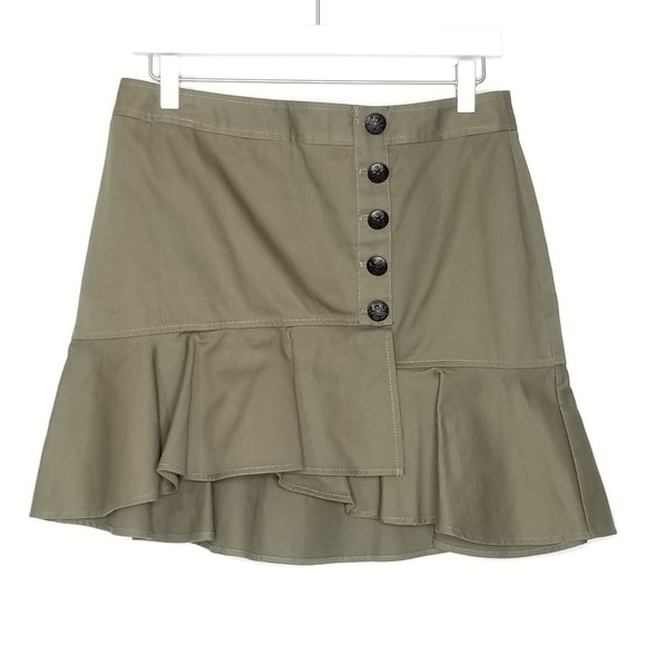 Veronica Beard Army Green Ruffle Mini Skirt - Picture 2 of 8